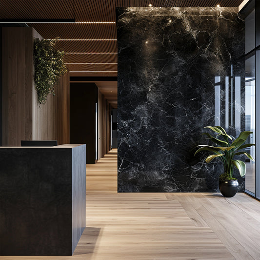 Marble Black Office Carbon Fiber Pvc Wood Effect French SPC Wall Panels Board-海智集-