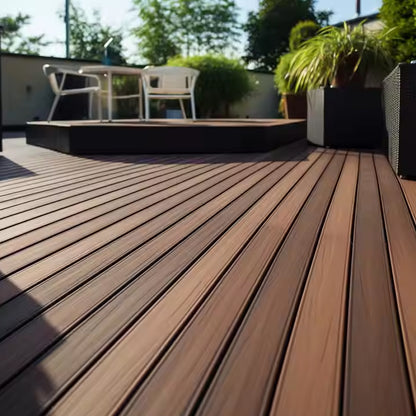 Modern Design PVC WPC Decking Solid Composite Wood Outdoor Flooring with Brushed Technique Plastic PVC Wood Piso-海智集-