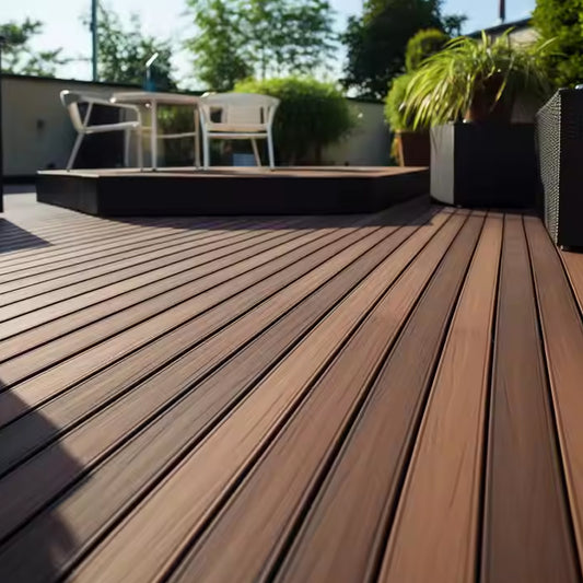 Modern Design PVC WPC Decking Solid Composite Wood Outdoor Flooring with Brushed Technique Plastic PVC Wood Piso-海智集-