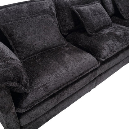 Modern Large L-Shape Sectional Chenille fabric, movable pedals, detachable armrests, oversized three-seat Sofa-海智集-Default-