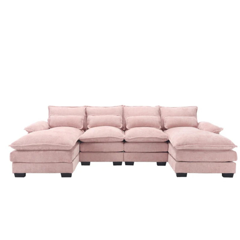 UNITED WE WIN Chenille, high quality sponge filling, solid wood frame, oversized four-seater, U-shaped combination sofa-海智集-Default-
