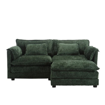 UNITED WE WIN Chenille fabric, removable armrests with side pockets, high density sponge filling, oversized double sofa with footstool-海智集-Default-