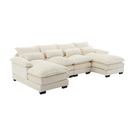 UNITED WE WIN Modern Large chenille Fabric U-Shape Sectional Sofa-海智集-Default-