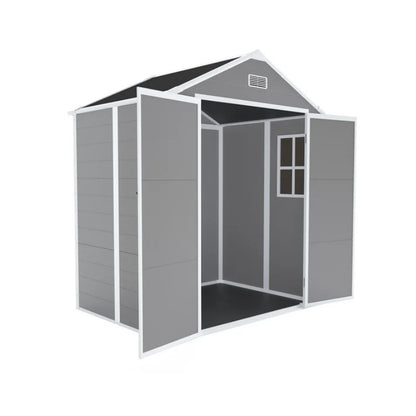 Campcraft 6*5ft resin storage shed, high quality pp material, strong structure, waterproof, rust and UV proof, large storage space, 12mm thick pp board, HD window lighting-海智集-Default-