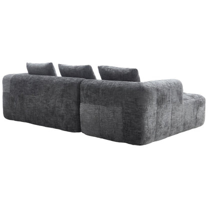 UNITED WE WIN 98.42-inch modular sectional sofa, modern modular L-shaped sofa with chaise longue, equipped with small side pockets and free of compression during installation.-海智集-Default-