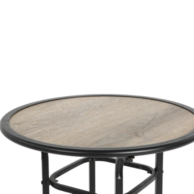 3pcs Outdoor Bar Set, Patio Bar Table and Chairs Set, Bar Height Patio Set - 2 x Swivel Bar Chairs , 1 x Round Bar Table(DPC Wood-Like)-Grey-海智集-Default-