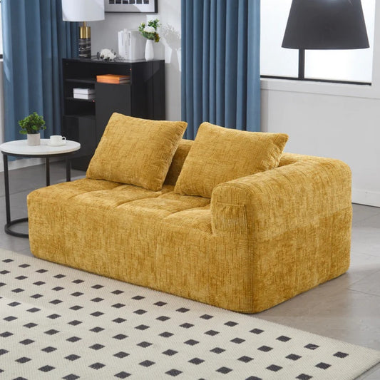 UNITED WE WIN Chenille Loveseat Sofa,Minimalist Modular Couches Sleeper for Living Room Bedroom Apartment Lounge-海智集-Default-
