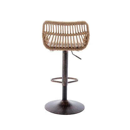 COOLMORE Modern Swivel Bar Stools Set of 2 with Adjustable Counter Height and Footrest in Beige Linen-海智集-Default-