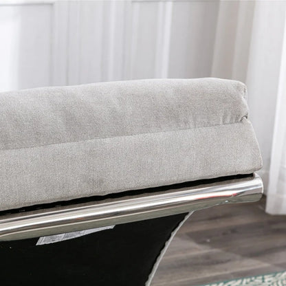 Light Grey Linen Massage Chaise Lounge Indoor with Remote Control, Ergonomic Electric Massage Lounger with 5 Modes-海智集-Default-