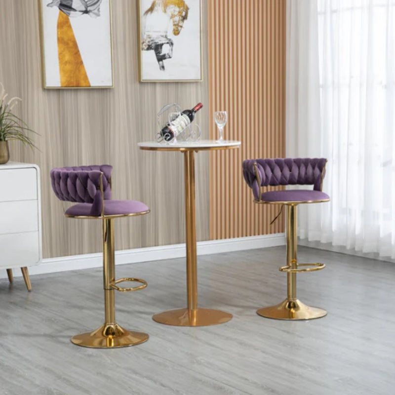 COOLMORE Swivel Bar Stools Set of 2 Adjustable Counter Height Chairs with Footrest for Kitchen, Dining Room 2PC/SET-海智集-Default-