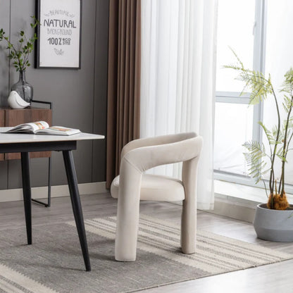 Contemporary Designed Velvet Fabric Upholstered Accent/Dining Chair /Barrel Side Chairs Kitchen Armchair for Living Room set of 2 (Beige Velvet)-海智集-Default-