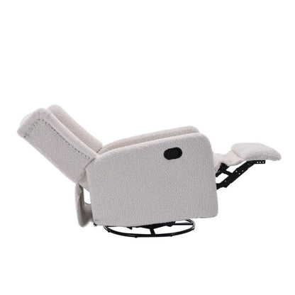 COOLMORE Rocking Recliner Chair,360 Degree Swivel Nursery Rocking Chair,Glider Chair,Modern Small Rocking Swivel Recliner Chair for Bedroom,Living Room Chair Home Theater Seat (White Teddy)-海智集-Default-
