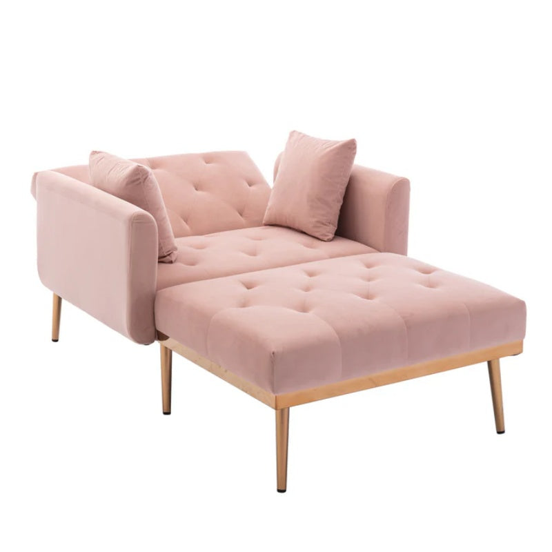 COOLMORE fashionable and classic style chaise lounge chair / accent chair for Living Room, bedroom (Pink Velvet)-海智集-Default-