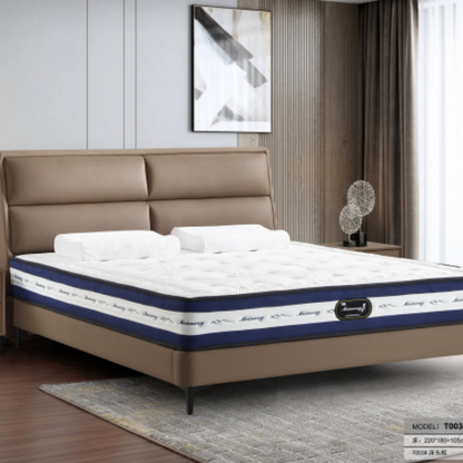 Luo LAN Series Italian Light Luxury Leather Bed T003#220*180*105 (Single bed without bedside table)-海智集-