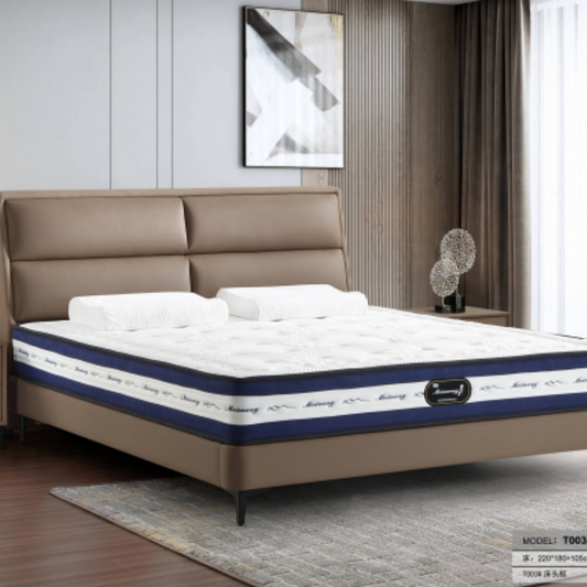 Luo LAN Series Italian Light Luxury Leather Bed T003#220*180*105 (Single bed without bedside table)-海智集-