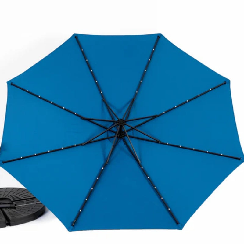 10ft Solar LED Offset Hanging Market Patio Umbrella ( Dark blue)(No Base)-海智集-Default-