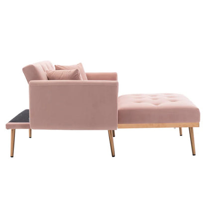 COOLMORE fashionable and classic style chaise lounge chair / accent chair for Living Room, bedroom (Pink Velvet)-海智集-Default-