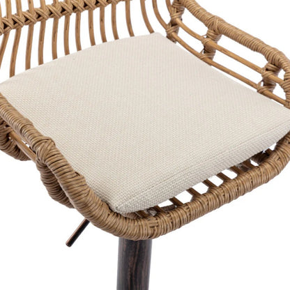 COOLMORE Modern Swivel Bar Stools Set of 2 with Adjustable Counter Height and Footrest in Beige Linen-海智集-Default-