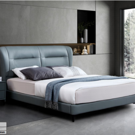 Luo LAN Series Italian Light Luxury Leather Bed 1697#216*208*111 (Single bed without bedside table)-海智集-