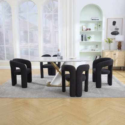 COOLMORE Contemporary Designed Teddy Fabric Upholstered Accent/Dining Chair, Black, Soft Velvet, 24'' x 20.5'' x 28''-海智集-Default-