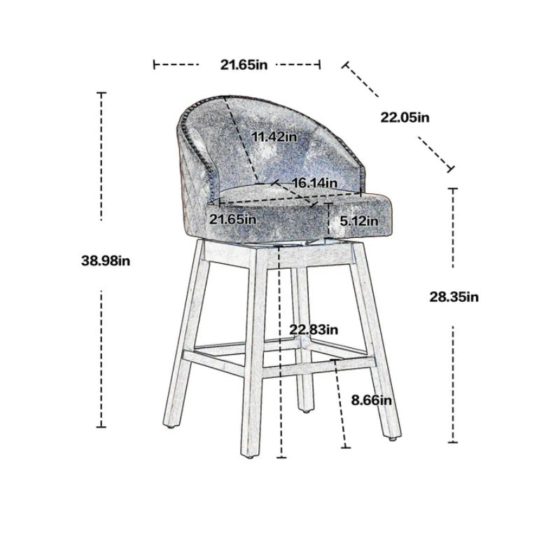 COOLMORE Bar Stools Set of 2 Counter Height Chairs with Footrest for Kitchen, Dining Room And 360 Degree Swivel-海智集-Default-
