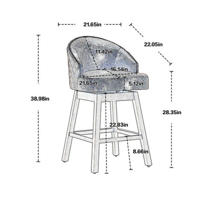COOLMORE Bar Stools Set of 2 Counter Height Chairs with Footrest for Kitchen, Dining Room And 360 Degree Swivel-海智集-Default-