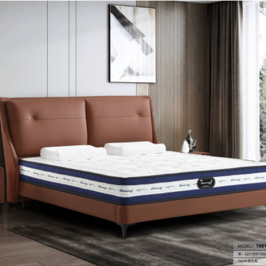 Luo LAN Series Italian Light Luxury Leather Bed T001#223*206*120(Single bed without bedside table)-海智集-