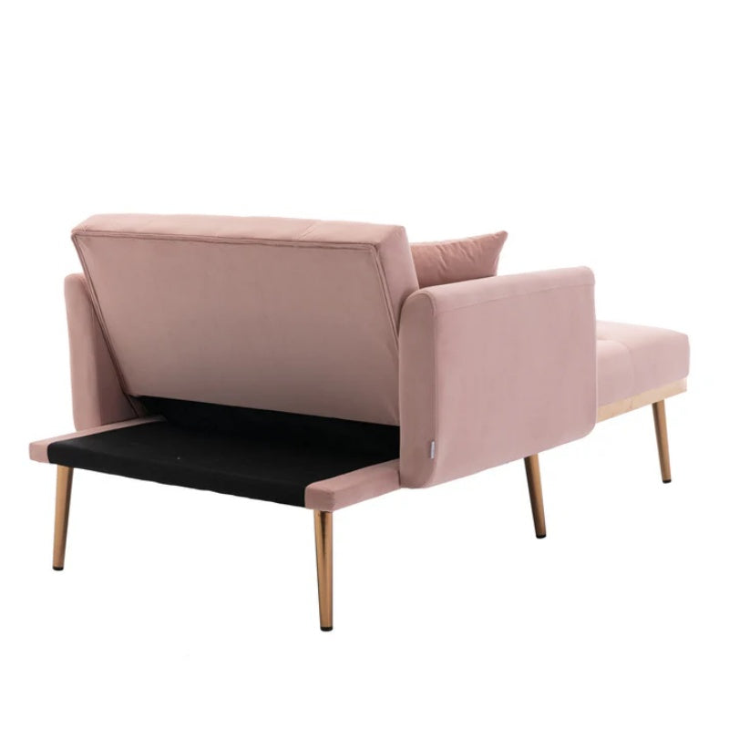 COOLMORE fashionable and classic style chaise lounge chair / accent chair for Living Room, bedroom (Pink Velvet)-海智集-Default-