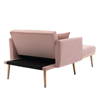 COOLMORE fashionable and classic style chaise lounge chair / accent chair for Living Room, bedroom (Pink Velvet)-海智集-Default-