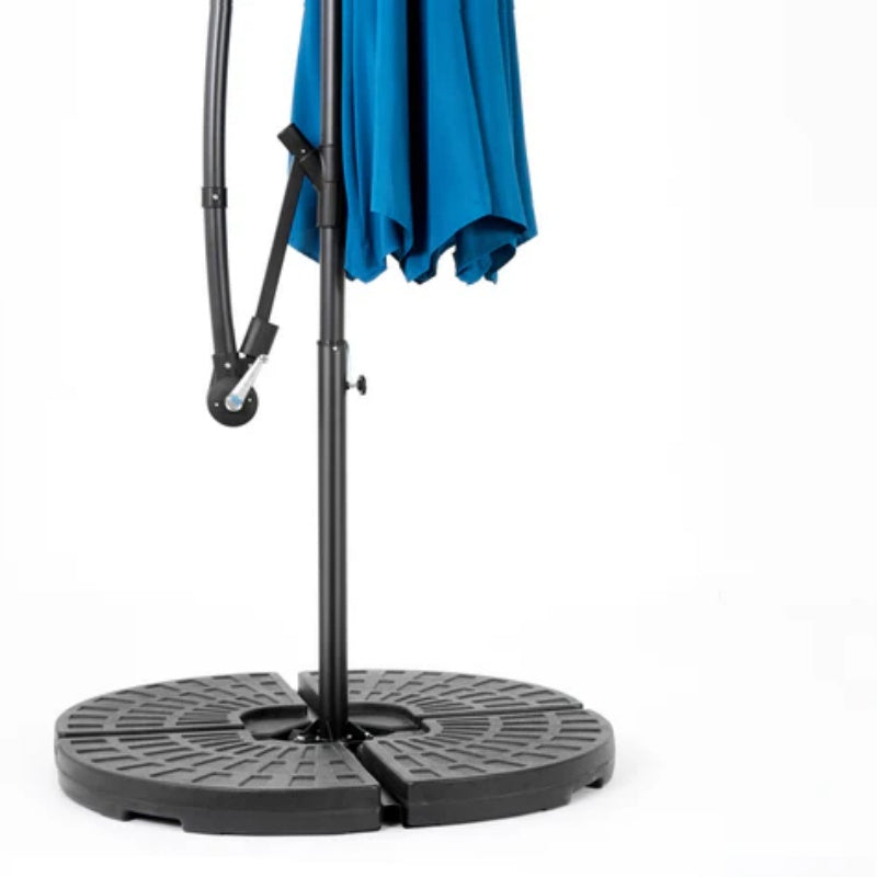 10ft Solar LED Offset Hanging Market Patio Umbrella ( Dark blue)(No Base)-海智集-Default-