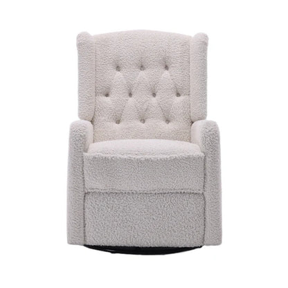 COOLMORE Rocking Recliner Chair,360 Degree Swivel Nursery Rocking Chair,Glider Chair,Modern Small Rocking Swivel Recliner Chair for Bedroom,Living Room Chair Home Theater Seat (White Teddy)-海智集-Default-