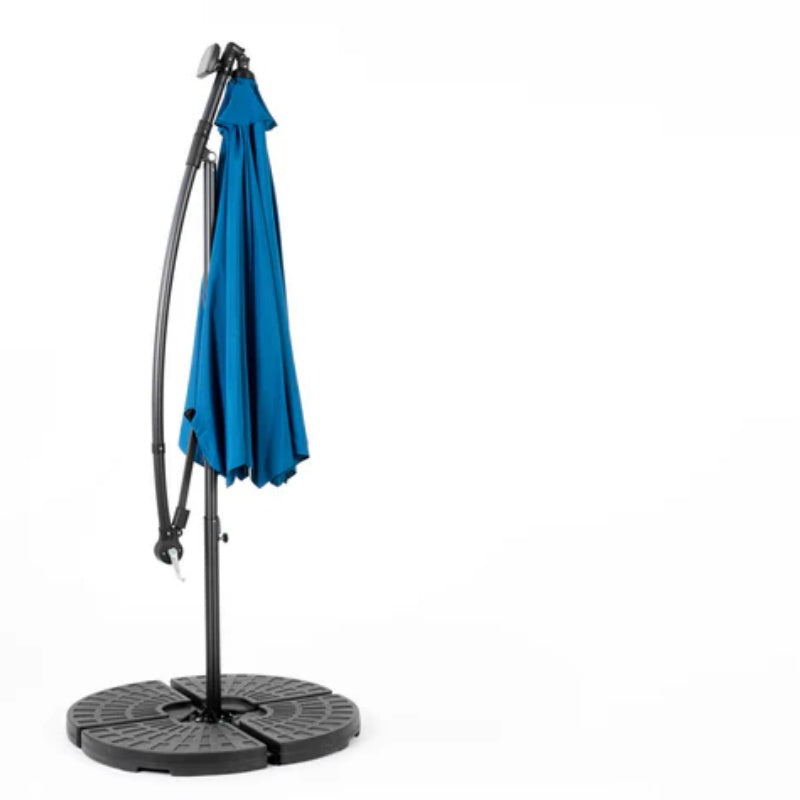 10ft Solar LED Offset Hanging Market Patio Umbrella ( Dark blue)(No Base)-海智集-Default-