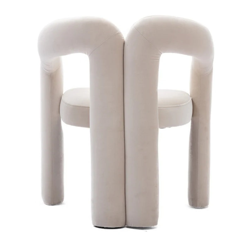 Contemporary Designed Velvet Fabric Upholstered Accent/Dining Chair /Barrel Side Chairs Kitchen Armchair for Living Room set of 2 (Beige Velvet)-海智集-Default-