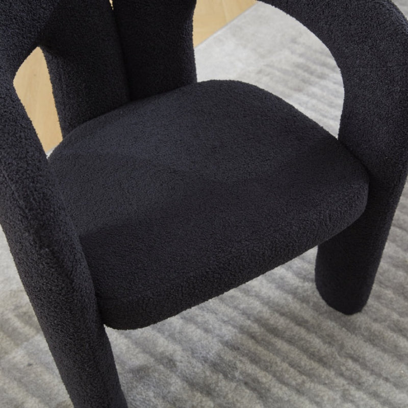 COOLMORE Contemporary Designed Teddy Fabric Upholstered Accent/Dining Chair, Black, Soft Velvet, 24'' x 20.5'' x 28''-海智集-Default-