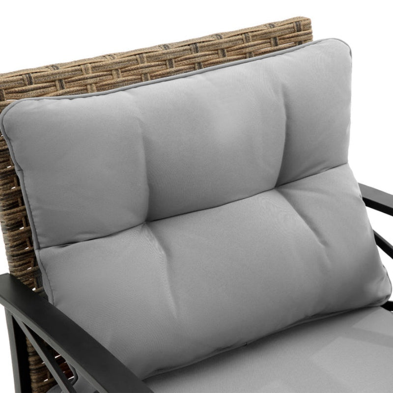 Patio 4 piece sectional low dining conversation sofa set- KD rattan wicker outdoor garden furniture corner sofa set with cushion.-海智集-Default-