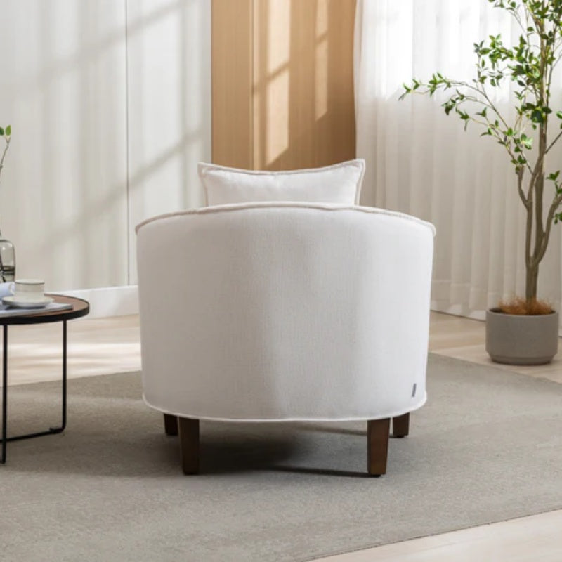 COOLMORE Accent Chair with Ottoman, Mid Century Modern Barrel Chair Upholstered Club Tub Round Arms Chair for Living Room-海智集-Default-