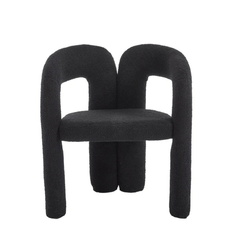 COOLMORE Contemporary Designed Teddy Fabric Upholstered Accent/Dining Chair, Black, Soft Velvet, 24'' x 20.5'' x 28''-海智集-Default-