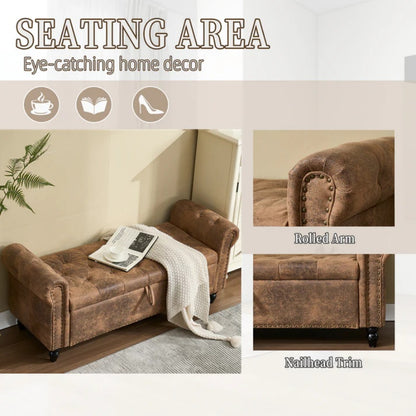 Coolmore Storage Ottoman 55.12 Inches Upholstered Fabric Storage Ottoman Bench,Button Tufted Ottoman with Storage for Living Room,Bedroom End of Bed Bench Withstands 275lbs-海智集-Default-