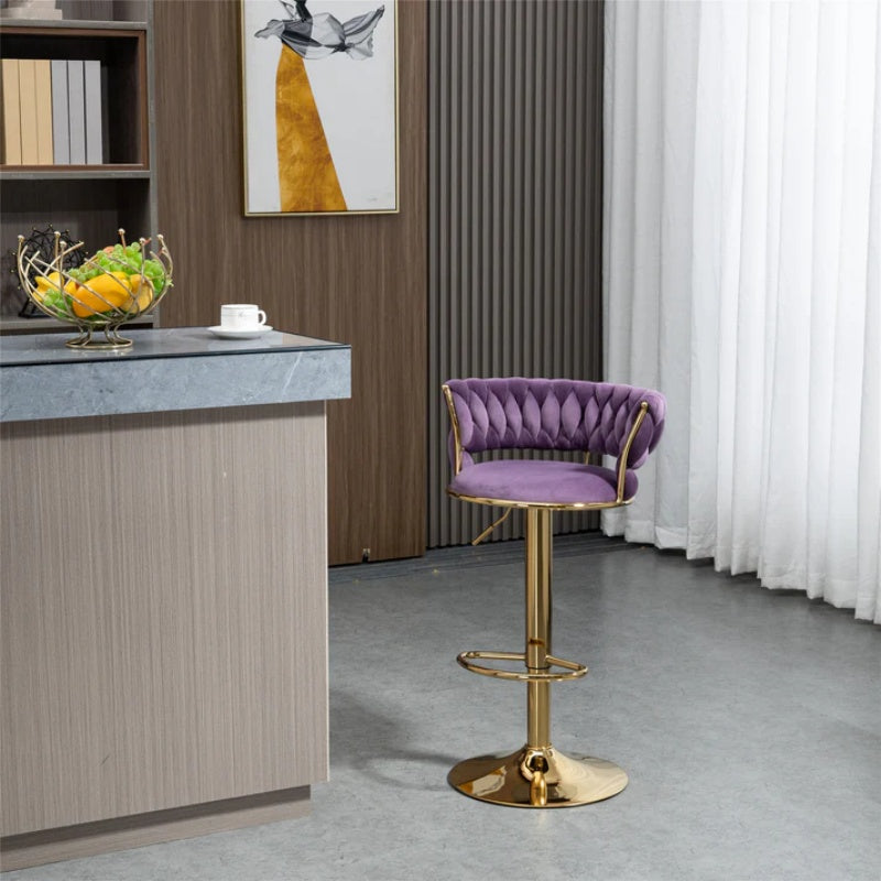 COOLMORE Swivel Bar Stools Set of 2 Adjustable Counter Height Chairs with Footrest for Kitchen, Dining Room 2PC/SET-海智集-Default-
