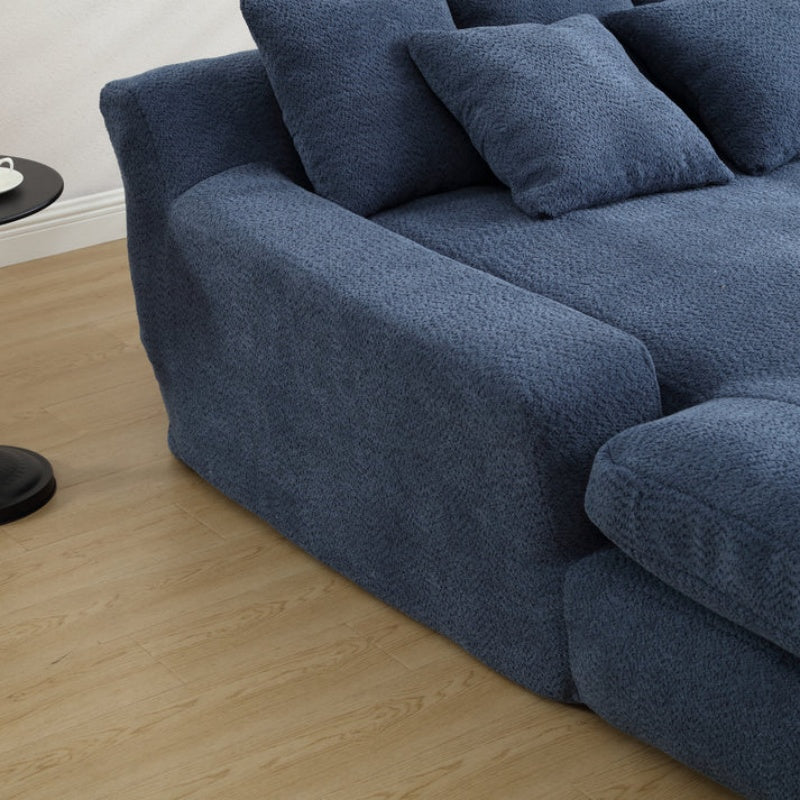 COOLMORE Chenille 2-seater lazy sofa With 5 back pillows,Comfy Sofa- Deep Seat Couch for Living Room,Club (Navy)-海智集-Default-