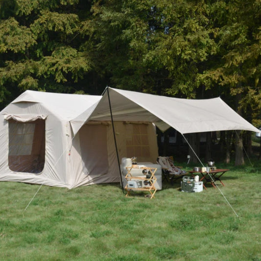 9.8 x13ft with canopy, Inflatable Camping Tents with Hand Pump, Air Glamping Tents, Easy Setup Waterproof and Windproof Blow up Tent Beige-海智集-Default-