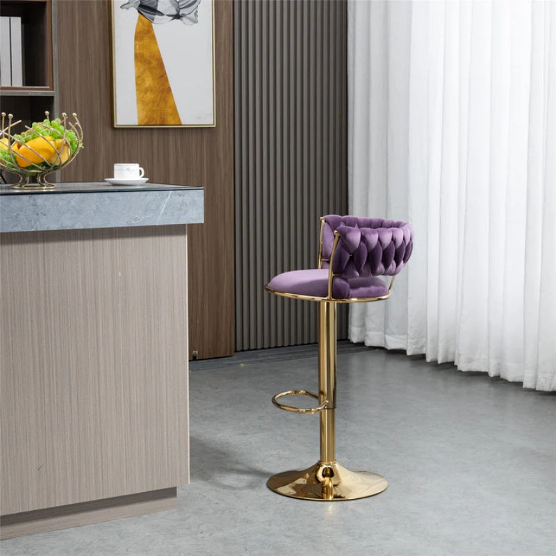 COOLMORE Swivel Bar Stools Set of 2 Adjustable Counter Height Chairs with Footrest for Kitchen, Dining Room 2PC/SET-海智集-Default-