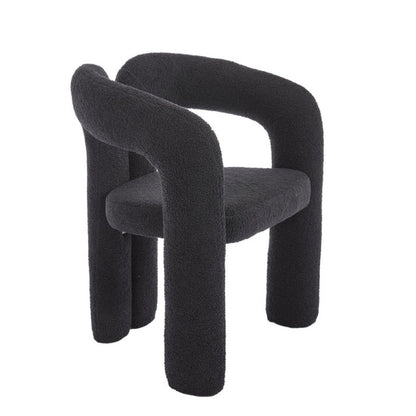 COOLMORE Contemporary Designed Teddy Fabric Upholstered Accent/Dining Chair, Black, Soft Velvet, 24'' x 20.5'' x 28''-海智集-Default-