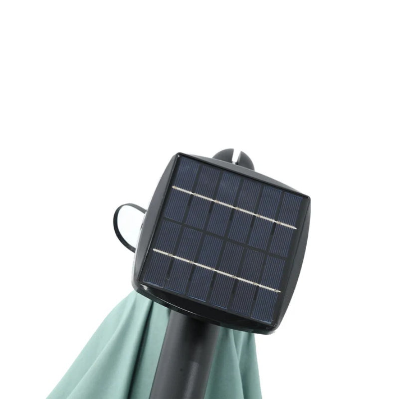 10ft Solar LED Offset Hanging Market Patio Umbrella ( Light green )(No Base)-海智集-Default-
