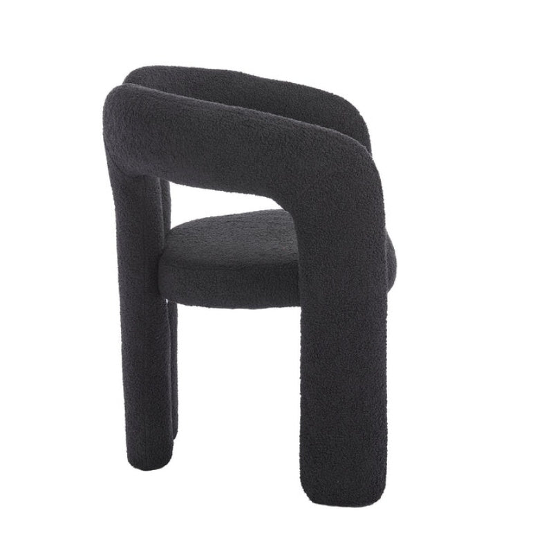 COOLMORE Contemporary Designed Teddy Fabric Upholstered Accent/Dining Chair, Black, Soft Velvet, 24'' x 20.5'' x 28''-海智集-Default-