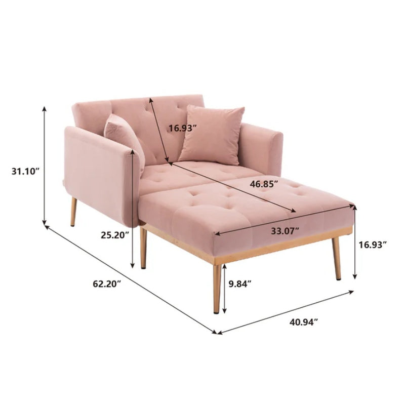 COOLMORE fashionable and classic style chaise lounge chair / accent chair for Living Room, bedroom (Pink Velvet)-海智集-Default-