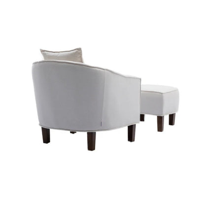 COOLMORE Accent Chair with Ottoman, Mid Century Modern Barrel Chair Upholstered Club Tub Round Arms Chair for Living Room-海智集-Default-