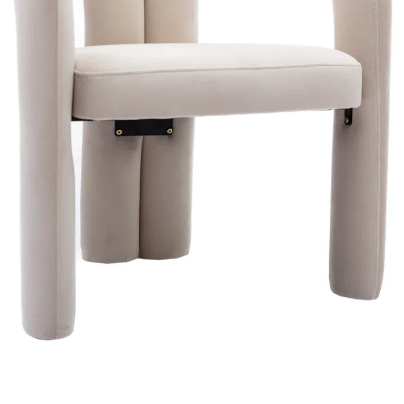 Contemporary Designed Velvet Fabric Upholstered Accent/Dining Chair /Barrel Side Chairs Kitchen Armchair for Living Room set of 2 (Beige Velvet)-海智集-Default-