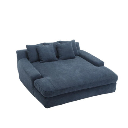 COOLMORE Chenille 2-seater lazy sofa With 5 back pillows,Comfy Sofa- Deep Seat Couch for Living Room,Club (Navy)-海智集-Default-