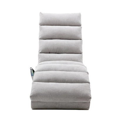 Light Grey Linen Massage Chaise Lounge Indoor with Remote Control, Ergonomic Electric Massage Lounger with 5 Modes-海智集-Default-